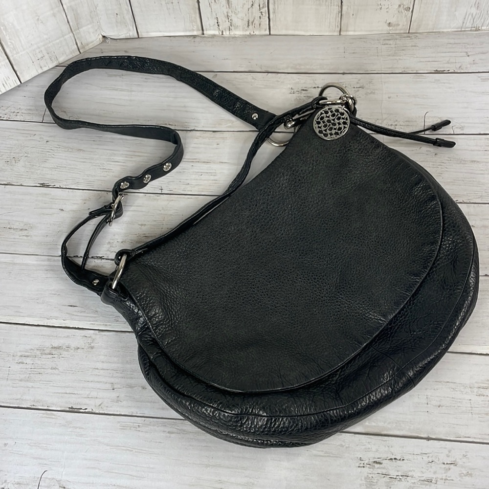 Coach Black Pebbled Leather Foldover Convertible Saddlebag Crossbody/Shoulderbag